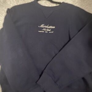 H&M Blue Crewneck Sweater with Embroidered Logo